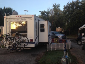 Our narrow site at Two Rivers RV Park (Nashville, TN)